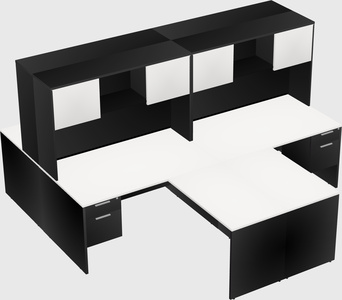 Quad l-shaped office desks
