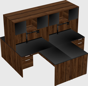 Quad l-shaped office desks
