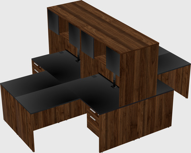 Quad l-shaped office desks