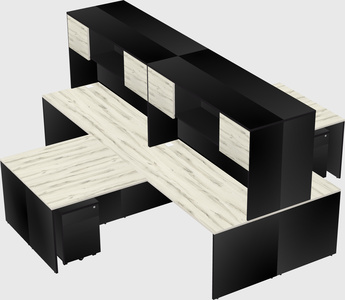 Quad l-shaped office desks