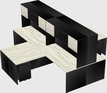 Quad l-shaped office desks
