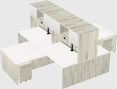 Quad l-shaped office desks