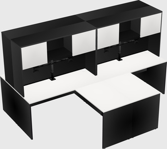 Quad l-shaped office desks
