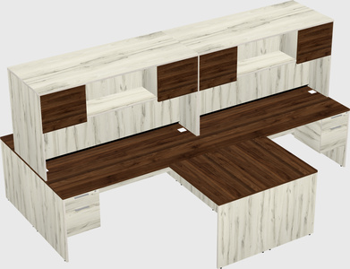Quad l-shaped office desks