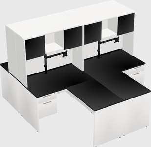 Quad l-shaped office desks