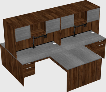 Quad l-shaped office desks