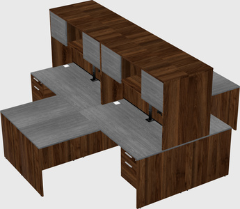 Quad l-shaped office desks