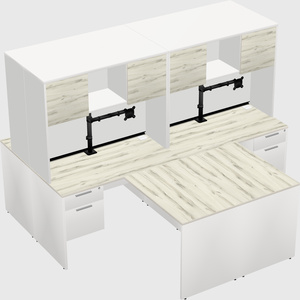 Quad l-shaped office desks