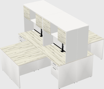 Quad l-shaped office desks