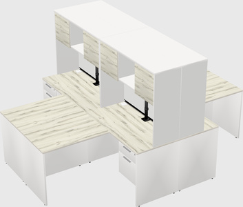 Quad l-shaped office desks