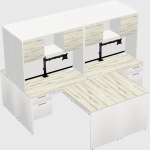 Quad l-shaped office desks