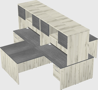 Quad l-shaped office desks