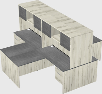 Quad l-shaped office desks