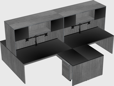 Quad l-shaped office desks