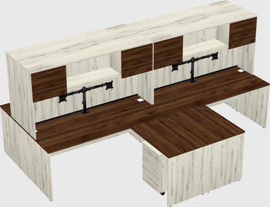 Quad l-shaped office desks