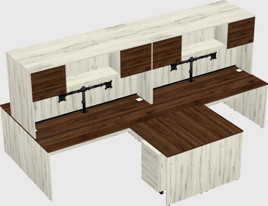 Quad l-shaped office desks