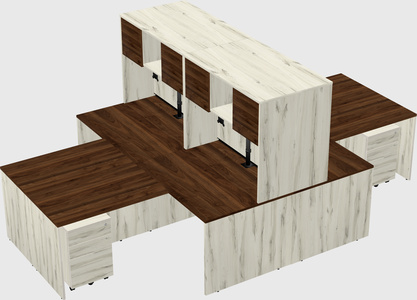 Quad l-shaped office desks