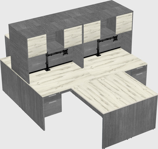 Quad l-shaped office desks