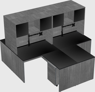 Quad l-shaped office desks