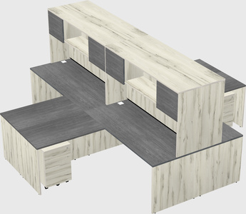 Quad l-shaped office desks