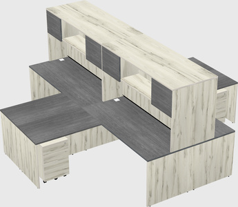 Quad l-shaped office desks