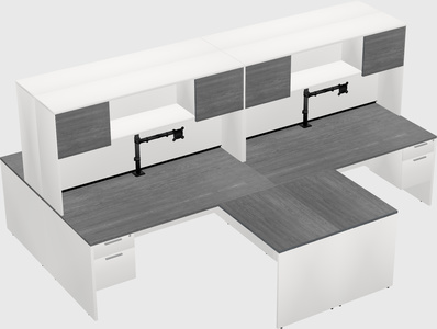 Quad l-shaped office desks