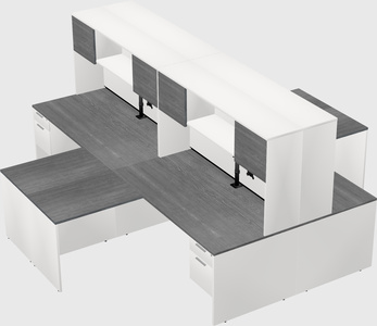 Quad l-shaped office desks