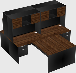 Quad l-shaped office desks