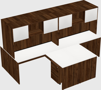 Quad l-shaped office desks