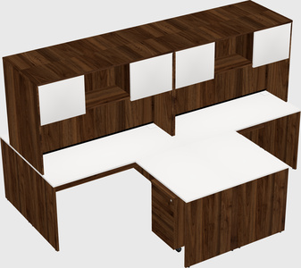 Quad l-shaped office desks