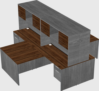 Quad l-shaped office desks