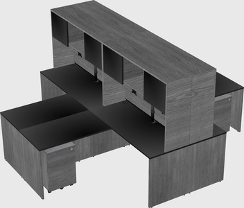 Quad l-shaped office desks