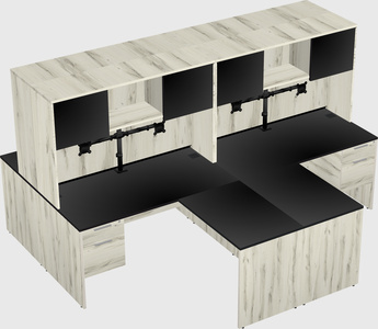 Quad l-shaped office desks