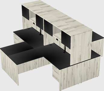 Quad l-shaped office desks