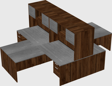 Quad l-shaped office desks