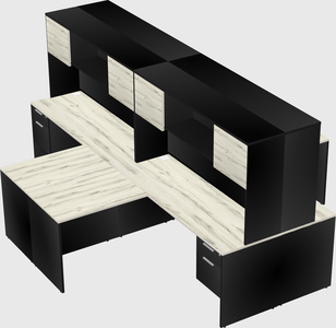 Quad l-shaped office desks