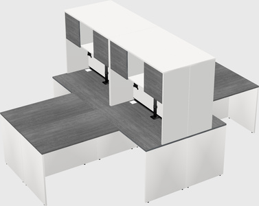 Quad l-shaped office desks