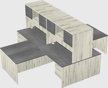 Quad l-shaped office desks