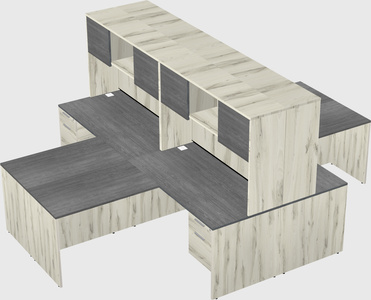 Quad l-shaped office desks