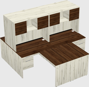 Quad l-shaped office desks