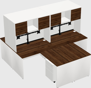 Quad l-shaped office desks