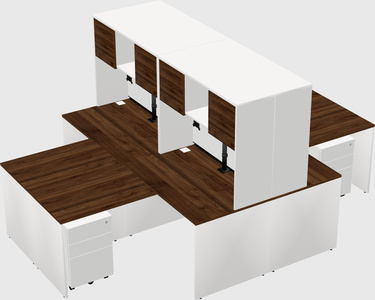 Quad l-shaped office desks