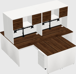 Quad l-shaped office desks
