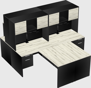 Quad l-shaped office desks
