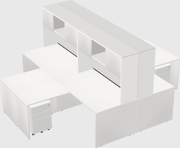 Quad l-shaped office desks