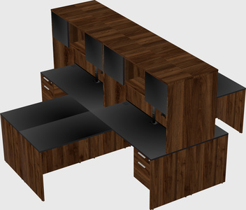 Quad l-shaped office desks