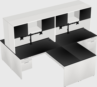 Quad l-shaped office desks