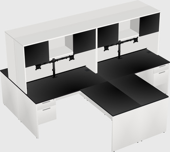 Quad l-shaped office desks