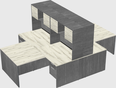 Quad l-shaped office desks