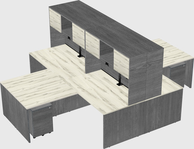 Quad l-shaped office desks